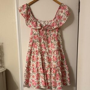 Floral Ruffle Tiered Dress - Pink Floral
